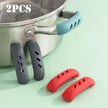 4/8/12 шт., силиконовая крышка для ручки кастрюли, теплоизоляционная крышка, зажим для ушей, нескользящая пароварка, держатель для ручки кастрюли, кухонный инструмент 4pcs красный