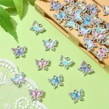 4/8/12 шт., сплав материала, разноцветная бабочка, кулон, красочное насекомое, градиент, сделай сам, ювелирное ожерелье, браслет, аксессуары для рукоделия Random Color 4pcs