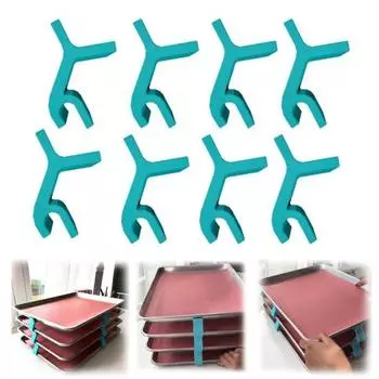 4/8/16 шт. укладчики для противней, многоразовые подносы, держатель для укладки, экономящий место, многоцелевой укладчик для подносов, укладываемая подставка для противней для домашней кухни 4pcs синий