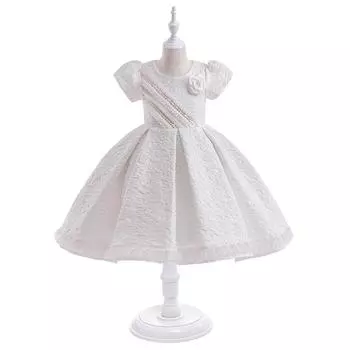 4-8 лет платье для крещения младенцев для девочек детские платья для свадебной вечеринки бант бисерное тюль крестильное платье на день рождения детская одежда 4Y белый