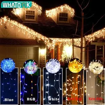 4,8 м светодиодная занавеска сосулек гирлянда рождественские гирлянды Faiy Light Droop 0,4-0,6 м рождественский сад улица наружное декоративное освещение