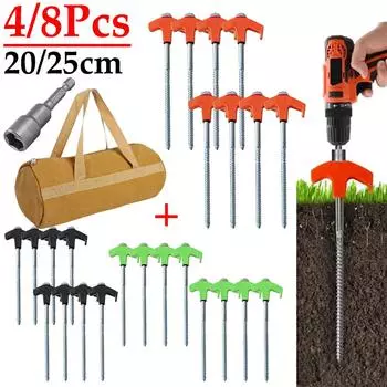 4/8 шт 8 винтовые анкерные колышки для походной палатки штифты 20/25 см колышки для кемпинга на открытом воздухе гвозди спиральные пластиковые крепежные принадлежности