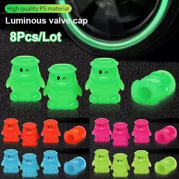 4/8 шт. Автомобильные светящиеся колпачки для вентилей шин, флуоресцентные ночные светящиеся колпачки для вентилей колес мотоциклов, велосипедов, колес, ступиц шин, декор