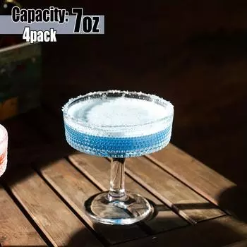 4/8 шт. Бокалы для мартини Арт-деко Бокалы-купе 7 унций Винтажные коктейльные бокалы-купе Набор Уникальное стекло с бисером Классическая посуда для коктейлей Бар Питьевой стакан 4pcs