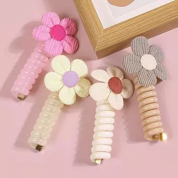 4/8 шт. Цветочная телефонная проволока Эластичная резинка Эластичная цветочная резинка для волос для детей Скранчи Повязки на голову Головные уборы