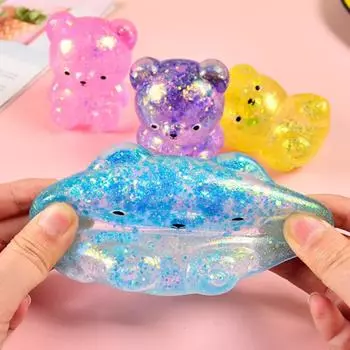 4/8 шт. Игрушки-медведи-сжиматели, мини-фигурки медведей с блестками, игрушка-мяч для пальцев, сенсорная игрушка для снятия стресса для детей и взрослых 4pcs