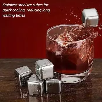 4/8 шт., кубик льда из нержавеющей стали, многоразовые охлаждающие камни для виски, многоразовые кубики льда для питья напитков