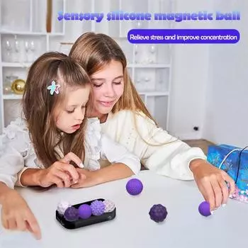 4/8 шт. Магнитный силиконовый сенсорный мяч с коробкой для хранения Портативный дорожный тревожный стресс снятие стресса 4pcs чёрный