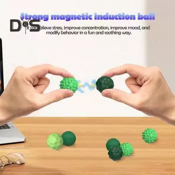 4/8 шт. Магнитный силиконовый сенсорный мяч с ящиком для хранения, портативный, для путешествий, снятия стресса, для детей, подростков, взрослых, успокаивающий текстурированный мяч для игрушек 4pcs зелёный