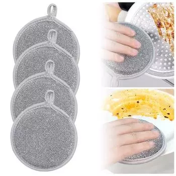 4/8 шт. Набор проволочных тряпок для мытья посуды, двухслойные проволочные полотенца для влажной и сухой уборки 4pcs