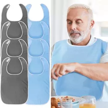 4/8 шт., нагрудники для взрослых, водонепроницаемые, антимасляные, для пожилых людей, регулируемые, пригодные для машинной стирки, для женщин и мужчин, для еды 4Pcs синий
