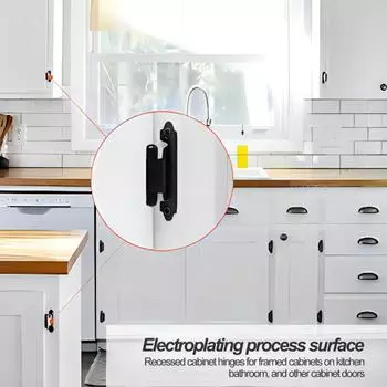 4/8 шт. петли для шкафа, холоднокатаная сталь, кухонные полускрытые петли, дверной бампер, заподлицо с креплением на лицо, фурнитура для шкафа 4pcs чёрный