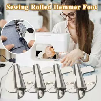 4/8 шт. роликовая лапка для подгибки 3-10 мм, прочная стальная промышленная бытовая швейная машина, универсальная широкая узкая роликовая лапка для подгибки, швейные принадлежности B серебряный