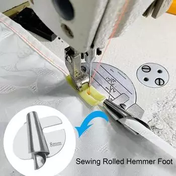 4/8 шт. роликовая лапка для подгибки 3-10 мм, прочная стальная промышленная бытовая швейная машина, универсальная широкая узкая роликовая лапка для подгибки, швейные принадлежности B серебряный