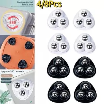4/8 шт. самоклеящиеся шарики Mute универсальные колеса из нержавеющей стали шкивы ящик для хранения прикроватный шкафчик мобильная база аксессуар 4pcs white