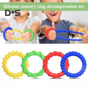 4/8 шт. силиконовый сенсорный браслет игрушка снятие тревоги стресс текстурированное кольцо игрушка-фиджет портативное дорожная игрушка для детей подростков взрослых эластичное успокаивающее кольцо игрушка 4pcs