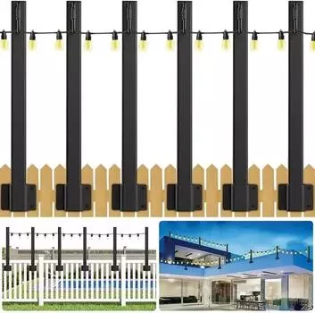 4/8 шт. столбы для уличного освещения, металлические подвесные столбы с крепежными зажимами и подвешиваются к забору 4PCS One set