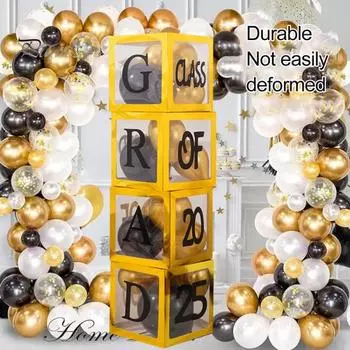 4/8 шт., украшение на выпускной 2025 года, коробка с воздушными шарами и буквами, принадлежности для выпускного вечера для дошкольного детского сада, средней школы, колледжа E