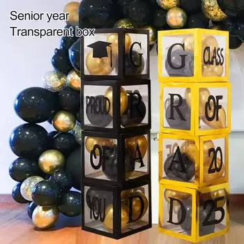 4/8 шт. Украшение на выпускной 2025 года, коробка с воздушными шарами и буквами для выпускного вечера C