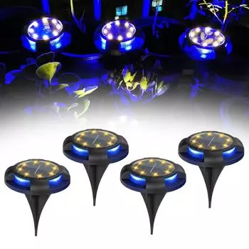 4/8 шт. в упаковке: дисковые светильники на солнечной энергии для сада, подземные светильники на солнечной батарее, прожекторы для палубы, светодиодные лампы для украшения сада 1box