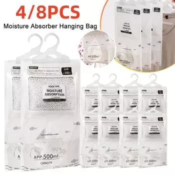 4/8 шт. влагопоглотитель подвесные мешки гардероб антиплесень антивлагопоглощающий мешок осушения для спальни шкаф сушилки принадлежности