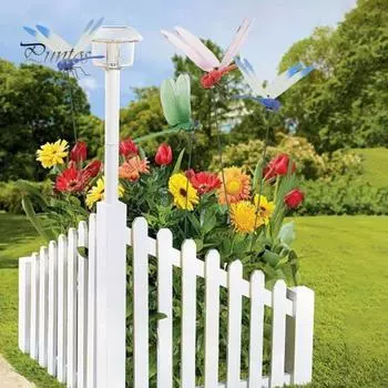 4/8 шт. зажим для шляпы со стрекозой, имитация стрекозы, зажим для садового растения, декоративный зажим со стрекозой с шестом для шляпы, забора, садового декора 12cm 4pcs