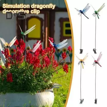 4/8 шт. зажим для шляпы со стрекозой, имитация стрекозы, зажим для садового растения, декоративный зажим со стрекозой с шестом для шляпы, забора, садового декора 12cm 4pcs