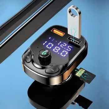 4.8A Car Bluetooth 5.0 FM Transmitter Dual USB Fast Charger QC3.0 Fast USB Car Charger Mp3 Player Support Car Accessories чёрный