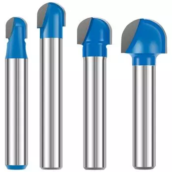 4/8pcs Router Round Nose Bit Set,1/4inch 5/16inch 3/8inch 1/2inch Cutting Diameter 1/4 Shank Router Bit Set Woodworking 4pcs