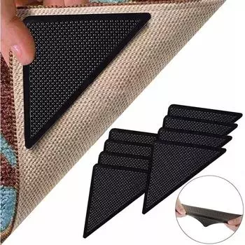 4/8Pcs Set Triangle Washable Rug Gripper Anti-Slip Reusable Rubber Mat Non Slip Patch Tape For Tile Floors Carpets Corners Pad