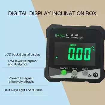 4*90° цифровой инклинометр, угломер, подсветка, угломер, IP54, измеритель уклона, односторонний магнитный электронный гониометр зелёный