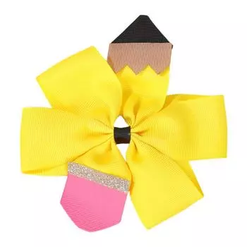 4.92 Pencil Glitter Hair Bows Clips for Girls Kids Back To School Handmade Stacked Bowknot Hair Clips Hairpin Hair Accessories