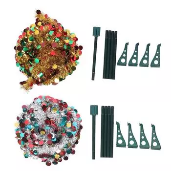 4.9 футов ПЭТ складная искусственная рождественская елка с блестками всплывающая рождественская елка для украшения дома на праздник Gold Colorful