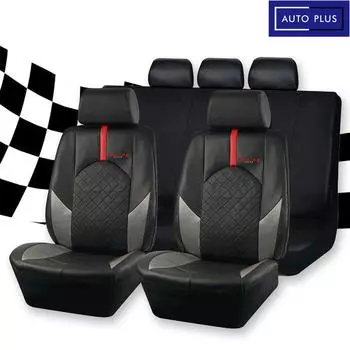 4/9 шт. аксессуары для интерьера полный комплект черные чехлы на сиденья автомобиля защитные чехлы на сиденья автомобиля ПВХ кожа универсальные автомобильные чехлы на сиденья автомобиля 4PCS чёрный