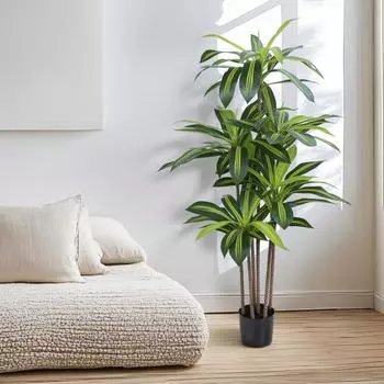 4.9FT искусственные растения большие тропические бразильские деревянные искусственные растения в горшках листья настоящие тактильные имитация домашний сад вечеринка декор зелёный