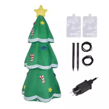 4.9FT надувная рождественская елка со светодиодной подсветкой 210T полиэстер IP44 водонепроницаемая надувная рождественская елка двор