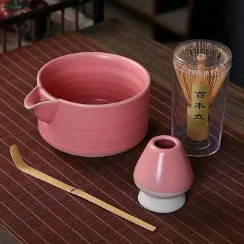 4 бамбуковых венчика для матча и миска-держатель для начинающих