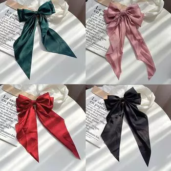 4 больших аксессуара для волос с пружинными зажимами черного цвета и бантиком