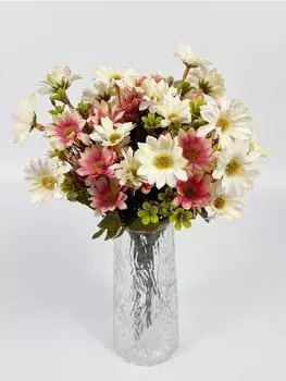 4 букета ромашки искусственные цветы искусственный шелк ромашки поддельные цветочные композиции свадебный букет для наружного сада оконная коробка домашний декор стола розовый