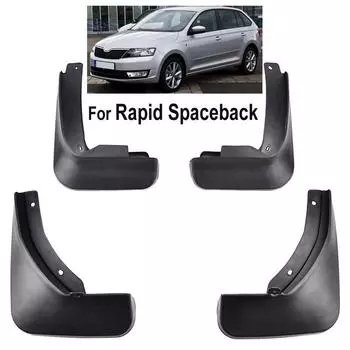 4 брызговика на крыльях для Skoda Rapid Spaceback 2013-на передних и задних брызговиках, Стайлинг колес 2014 2015 2016 2017 2018 чёрный