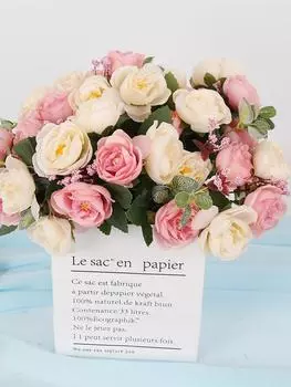 4 букета, 40 головок, искусственные розы для DIY, свадебной вечеринки, балкона, двора, украшения дома, шелковый искусственный цветок фиолетовый