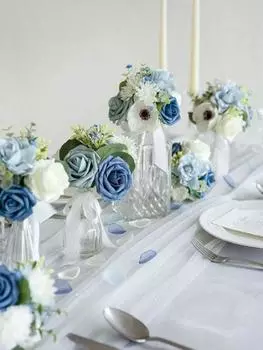 4 букета искусственных букетов, свадебные цветы из пыльной розы, мини-букеты, готовые небольшие цветочные композиции для свадебных столов, центральных украшений и подружек невесты оранжевый/красный