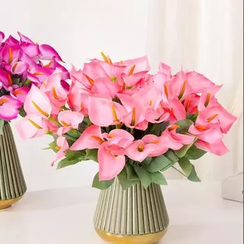 4 букета искусственных цветов, искусственные цветы каллы, настоящие искусственные цветы каллы, букет для дома, сада, вечеринки, свадьбы, центральный цветочный декор красный