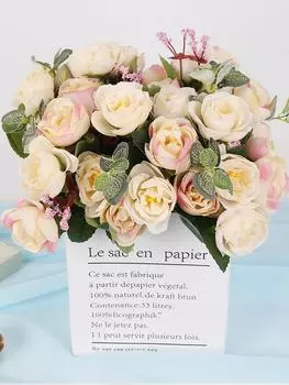 4 букета искусственных розовых цветов 40 головок шелковых искусственных цветов для свадьбы своими руками для детского душа своими руками центральные элементы аранжировок праздничные столы украшения для дома фиолетовый