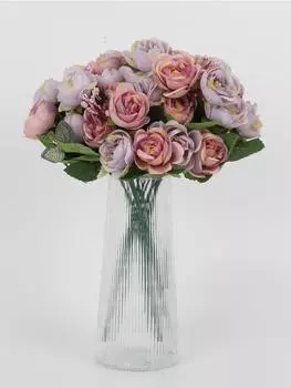 4 букета из 40 головок искусственных роз, шелковые розы, искусственные цветы для свадебных столов, украшения для дома, улицы и помещений фиолетовый