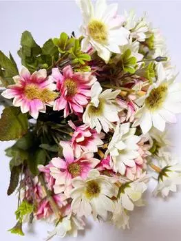 4 букета шелковых ромашек искусственные цветы ромашки искусственные цветочные композиции свадебный букет для сада на открытом воздухе оконный ящик домашний декор стола розовый