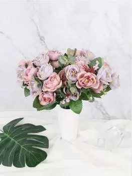 4 букета шелковых роз 40 головок искусственных розовых цветов искусственный цветок для свадебных столов своими руками украшения для дома на открытом воздухе в помещении фиолетовый