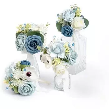 4 букета свадебных цветов, мини-букеты для подружек невесты из пыльной розы, готовые небольшие цветочные композиции для украшения центрального стола на свадебном приеме и подружек невесты оранжевый/красный