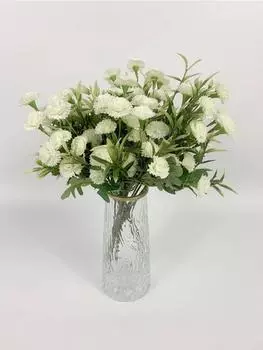 4 Bunches Fake Flower with Stems Small Carnation Artificial Flowers Bulk Silk Carnation Flowers for Outdoors Wedding Home Hotel Decorations белый