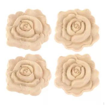 4 резные аппликации, накладка, резьба по цветку Dia.2.76inch